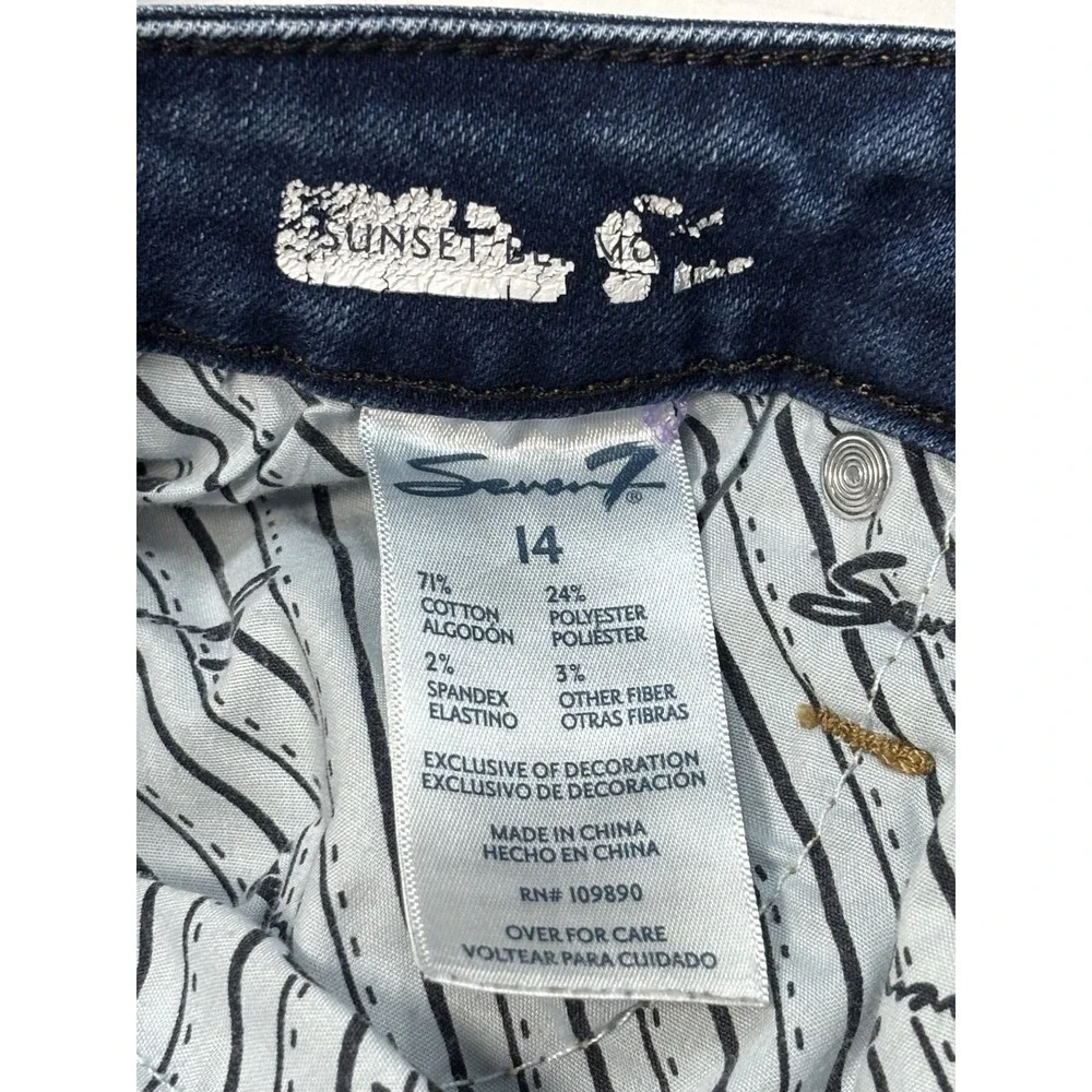 Seven7 Sunset Bermuda Denim Shorts Womens 14 Blue‎ Stretch Mid Rise Jean Shorts